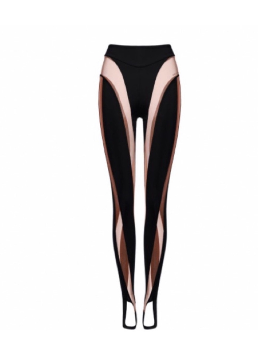 Mugler xH&M High-Waist Colorblock Stirrup Leggings - Black & skin color